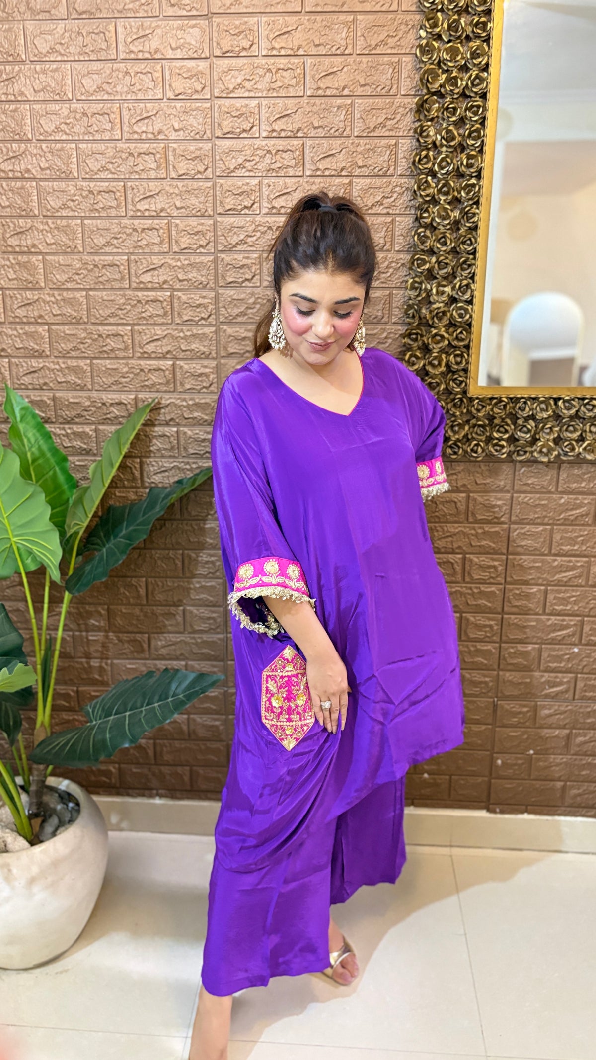 kaftan style short kurti pant