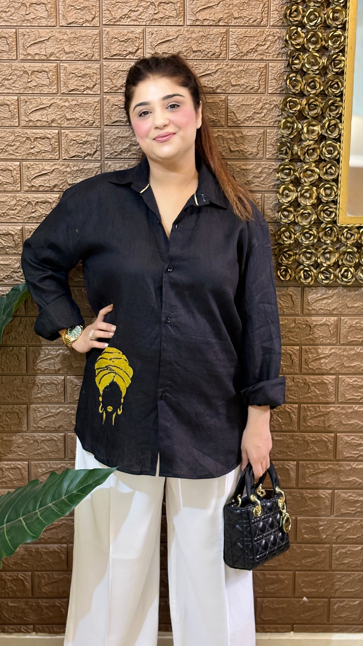 Linen hand painted shirt