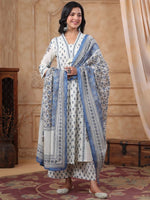A-Line Kurta With Palazzos & Dupatta